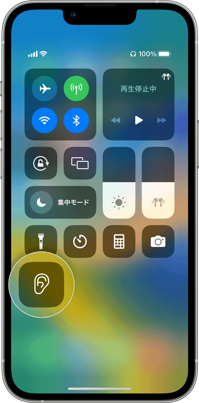 iOSの「コントロールセンター」に表示される「聴覚」ボタン